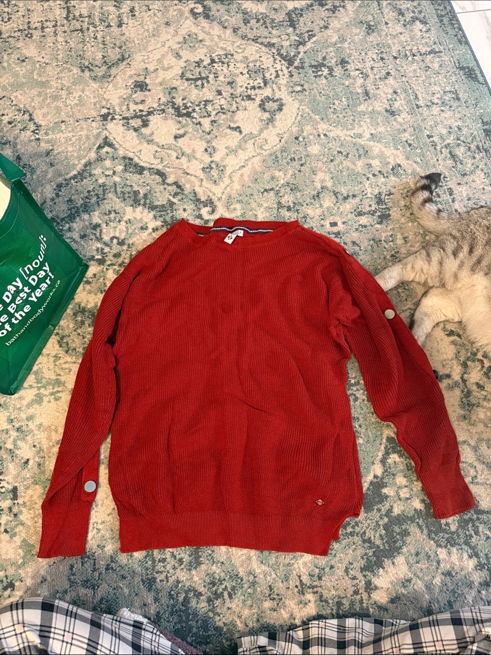 Red Knit Crewneck Sweater